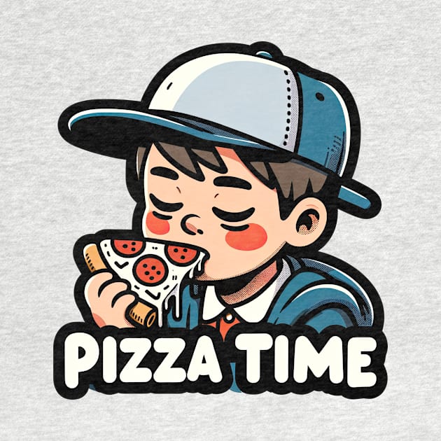 kid eating slice a pizza by Dracoola